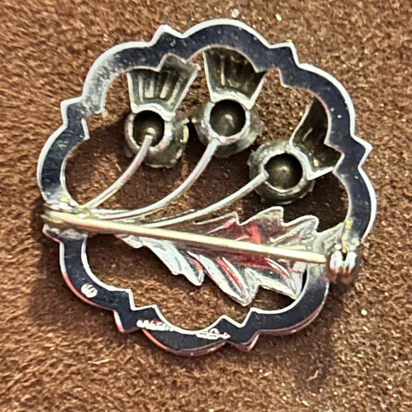 Signed Mizpah Vintage Silver plated Celtic Brooch - Scottish Thistle 1940’s EUC - Picture 9 of 10